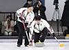 Kim Seon-yeong, left, and Jeong Yeong-seok of Korea’s curling mixed doubles team train at the Jincheon National Training Center in Jincheon, North Chungcheong, on Jan. 7. [NEWS1]