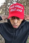Johnny Somali is seen with a Make America Great Again (MAGA) walking among shrubbery in an Instagram video uploaded on Wednesday. [SCREEN CAPTURE]