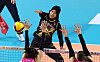 Daejeon Jung Kwan Jang Red Sparks opposite spiker Megawati Hangestri Pertiwi attacks during a V League game against the Heungkuk Life Insurance Pink Spiders at Incheon Samsan World Gymnasium in Incheon on Dec. 17, 2024. [YONHAP]