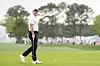 Rory McIlroy reacts to a fan after putting on the 18th green during the final round of the Houston Open in Houston, Texas on March 30. [AP/YONHAP]