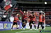 The Pohang Steelers celebrate during an AFC Champions League Elite match against Vissel Kobe at Pohang Steelyard in Pohang, North Gyeongsang on Tuesday. [NEWS1]