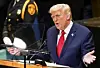 U.S. President Donald Trump addresses the 80th session of the United Nations General Assembly in New York on Sept. 23. [REUTERS/YONHAP]