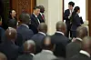 Chinese President Xi Jinping, center left, and Kenyan President William Ruto, center right, attend a signing ceremony a signing ceremony at the Great Hall of the People in Beijing on April 24. [AP/YONHAP]