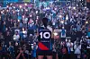 Kim Yeon-koung appears before a crowd after the 'KYK Invitational 2025' Women's Volleyball all-star match on May 18 at Samsan World Gymnasium in Incheon. [YONHAP]