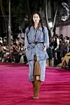 Model Shin Hyun-ji walks along the stonewall path of Deoksu Palace in central Seoul during Andersson Bell’s show, which opened the 2026 Spring/Summer Seoul Fashion Week on Monday. [SEOUL METROPOLITAN GOVERNMENT]