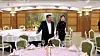 North Korean leader Kim Jong-un, left, tours the restaurant facilities with his daughter, Kim Ju-ae, during the completion ceremony of the Milyong Hotel in Samjiyon on Dec. 20. [KOREAN CENTRAL TELEVISION]