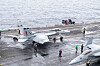 A F/A-18 Super Hornet supersonic fighter jet is on the deck of the USS Theodore Roosevelt south of Jeju Island during the trilateral Freedom Edge exercise on Friday. [U.S. NAVY]
