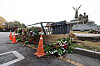 The fence and potted flowers in the water fountain square in front of the Blue House in Jongno District, central Seoul, were damaged after a teenager drove a car into them on Thursday. [YONHAP]