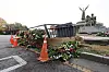 The fence and potted flowers in the water fountain square in front of the Blue House in Jongno District, central Seoul, were damaged after a teenager drove a car into them on Thursday. [YONHAP]