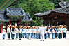 Participants take part in a ″temple stay″ program held at the Buddhist Baekdam Temple in the county of Inje in Gangwon Province, in this undated file photo provided by the municipality. [YONHAP]