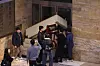 Democratic Party aides barricade the doors to the National Assembly chamber to prevent soldiers from entering in Yeouido, western Seoul, in the early hours Wednesday morning. [YONHAP]