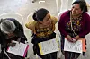 Indigenous women attend a support group during an event organized by the Jesuit Migrant Network that provides support to the relatives of migrants who died trying to reach the United States in Comitancillo, Guatemala on March 18, 2024. [AP/YONHAP]