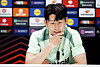 Tottenham Hotspur's Son Heung-min, speaks at a press conferece at Hotspur Way Training Ground in London on Wednesday ahead of their Europa League match against Qarabag FK. [AP/YONHAP]