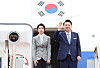 President Yoon Suk Yeol, right, accompanied by first lady Kim Keon Hee, departs from Seoul Air Base in Seongnam, Gyeonggi, Thursday morning to head for an official four-day visit to the Czech Republic. [JOINT PRESS CORPS]