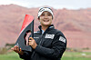 Korean golfer Ryu Hae-ran poses with the trophy after the final round of the Black Desert Championship 2025 at Black Desert Resort in St George, Utah, on May 4. [AFP/YONHAP]