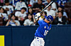 Ryu Ji-hyuk of the Samsung Lions hits a two-run single against the Kiwoom Heroes during a KBO regular-season game at Gocheok Sky Dome in Seoul on May 21, in this photo provided by the Lions. [YONHAP]