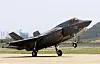 An F-35 stealth fighter lands after completing a flight during the Freedom Flag, a combined aerial exercise between the Korean and U.S. Air Forces, at the Gwangju Air Base in Gwangsan District, Gwangju, on April 18, 2025. [YONHAP]