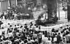 Protesters, largely composed of students and laborers, face off with police during a demonstration in Incheon on May 3, 1986. [JOONGANG ILBO]