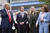 U.S. President Donald Trump speaks with members of law enforcement and National Guard soldiers as Interior Secretary Doug Burgum, Attorney General Pam Bondi and U.S. Attorney for the District of Columbia Jeanine Pirro listen, in Washington on Aug. 21. [AP/YONHAP]