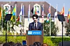Joshua delivers a speech at Unesco headquarters in Paris on June 26, on behalf of boy band Seventeen [PLEDIS ENTERTAINMENT]