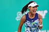 Back Da-yeon roars in celebration after defeating Latvia’s Jelena Ostapenko in the round of 32 at the Hana Bank Korea Open 2023, a WTA Tour event, at Olympic Park Tennis Court in Songpa District, southern Seoul, on Oct. 10, 2023. [YONHAP]