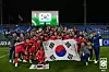 The Korean national team celebrates winning the AFC U-23 Asian Cup quarterfinal against Australia at King Abdullah Sports City Hall Stadium in Jeddah, Saudi Arabia on Jan. 17. [NEWS1]