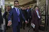 Ukrainian President Volodymyr Zelensky, center, leaves upon his arrival at Esenboga airport in Ankara, Turkey, Thursday, May 15, 2025. [AP/YONHAP]