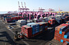 Containers ready for export are piled up at a port in Incheon on Feb. 1. [NEWS1]