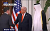 Shinsegae Group Chairman Chung Yong-jin, left, shakes hands with U.S. President Donald Trump, center, during a state dinner hosted by Emir Sheikh Tamim bin Hamad Al Thani at Lusail Palace in Doha, Qatar, in this screen shot captured from a YouTube video of ABC News. [YONHAP]