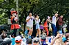 Disney characters, Mickey and Minnie Mouse, cheer runners at the starting line at the inaugural Disney Run Seoul 2025, which was held on Oct. 11. However, sadly, this reporter failed to see the famous pair in person. [WALT DISNEY COMPANY KOREA]
