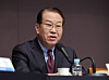 Rep. Kwon Young-se, interim leader of the conservative People Power Party, speaks at a debate hosted by the Gwanhun Club at the Press Center in Jung District, central Seoul, on Feb. 17. [YONHAP]