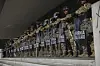 National Guard soldiers are posted to guard the Federal Building in Los Angeles during a demonstration in response to a series of United States Immigration and Customs Enforcement (ICE) raids throughout the country, on Tuesday, June 10, 2025. [AP/YONHAP]