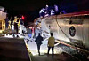This video grab taken from UGC images posted on social media and verified by AFP-TV teams in Madrid, shows emergency personnel working after a train accident in Adamuz, southern Spain, on Jan. 18. [AFP/YONHAP]
