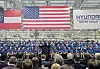 Hyundai Motor Group Executive Chair Euisun Chung, center, speaks during the opening ceremony for Hyundai Motor Group Metaplant America in Ellabell, Georgia, on March 26. [EPA/YONHAP]