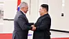 North Korean leader Kim Jong-un, right, meets with Russian Security Council Secretary Sergei Shoigu on June 17. According to state media, the two confirmed areas of cooperation under their treaty framework. [YONHAP]