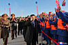 North Korean leader Kim Jong-un, center, attends the completion ceremony for the Sinpo Seaside Fish Farm in Sinpo on Dec. 28. [YONHAP]
