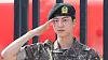 Jin completes his military service and was discharged from the ROK Army 5th Infantry Division Recruit Training Center in Yeoncheon County, Gyeonggi at around 8:30 a.m. on June 12. [YONHAP]