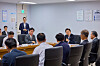President Lee Jae Myung speaks during an on-site labor-management meeting on preventing industrial accidents at the SPC Samlip Siwha plant in Siheung, Gyeonggi, on July 25. [JOINT PRESS CORPS]