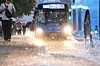 Buses run in rainy Gangnam, southern Seoul, on July 16. [YONHAP]