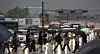 Citizens hurry home amid heavy rain on the evening of July 16, when heavy rain warnings were issued across the country. [YONHAP]