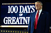 U.S. President Donald Trump delivers a speech marking his 100th day in office at Macomb County Community College Sports Expo Center in Warren, Michigan, on April 29. [AFP/YONHAP]