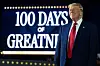U.S. President Donald Trump delivers a speech marking his 100th day in office at Macomb County Community College Sports Expo Center in Warren, Michigan, on April 29. [AFP/YONHAP]