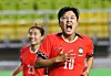 Ji So-yun, right, roars after scoring the opening goal on July 16. [NEWS1]