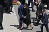 U.S. President Donald Trump and first lady Melania Trump leave at the end of the funeral of Pope Francis in St. Peter's Square at the Vatican on April 26. [AP/YONHAP]