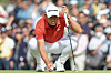 Collin Morikawa of the United States lines up a putt on the ninth green during the third round of Zozo Championship at Accordia Golf Narashino Country Club on Oct. 21 in Inzai, Chiba, Japan. [GETTY IMAGES]