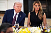 U.S. President Donald Trump and first lady Melania Trump host tech leaders for a dinner in the State Dining Room of the White House in Washington on Sept. 4. [AFP/YONHAP]