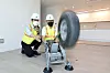 Employees from Hyundai Engineering and Construction conduct soundproof test with a device. [HYUNDAI ENGINEERING AND CONSTRUCTION]
