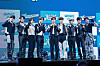 Boy band ZeroBaseOne poses for photos during a press showcase for its first full-length album “Never Say Never,” at Blue Square in Yongsan District, central Seoul on Sept. 1. [DANIELA GONZALEZ PEREZ]