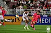 Korea's Hwang Jae-won, right shoots during an AFC U-23 Asian Cup match against the United Arab Emirates at Abdullah bin Khalifa Stadium in Doha, Qatar on Tuesday. [NEWS1]