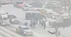 Cars are stuck in traffic amid heavy snow in Jung District, central Seoul, on Feb. 6. Heavy snow advisories were issued in most of the country on Thursday, with some commuters worried over whether they could arrive home. [YONHAP]